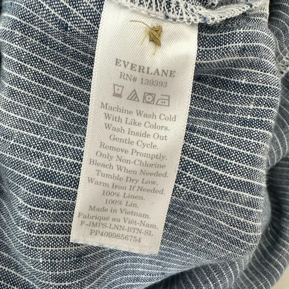 Everlane Linen Jumpsuit‎ Blue Pinstriped Size 0